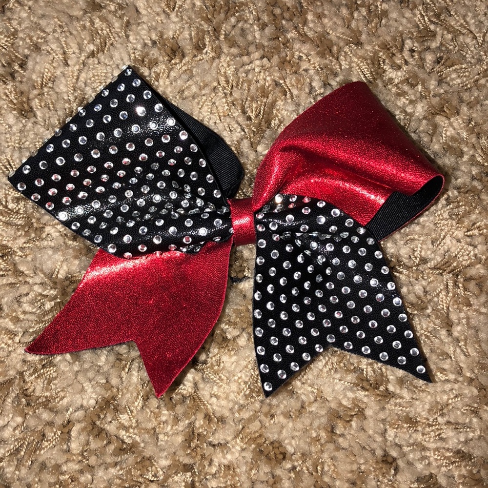 black and red cheer bow